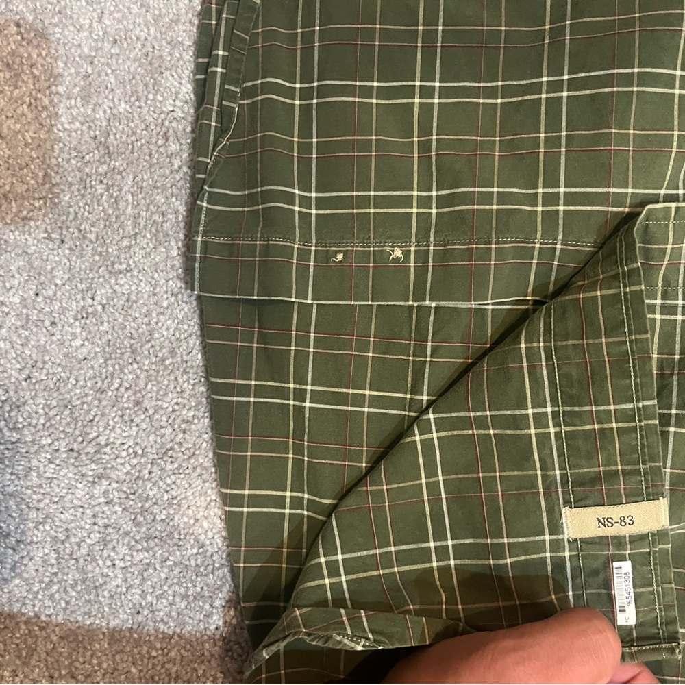 Nautica Olive and White Plaid Shirt